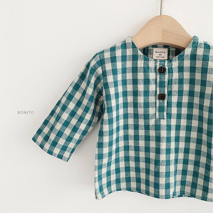 Outono novo bebê menino de algodão manga longa topos camisa recém-nascido da criança meninos camisas xadrez infantil menino roupas 0-24m