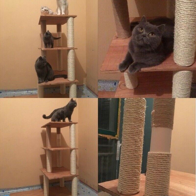 50M Sisal Rope For Cat Tree Scratching Post Toy Cat Climbing Frame DIY Twisted Sisal Rope Cats Making Desk Legs Binding Rope