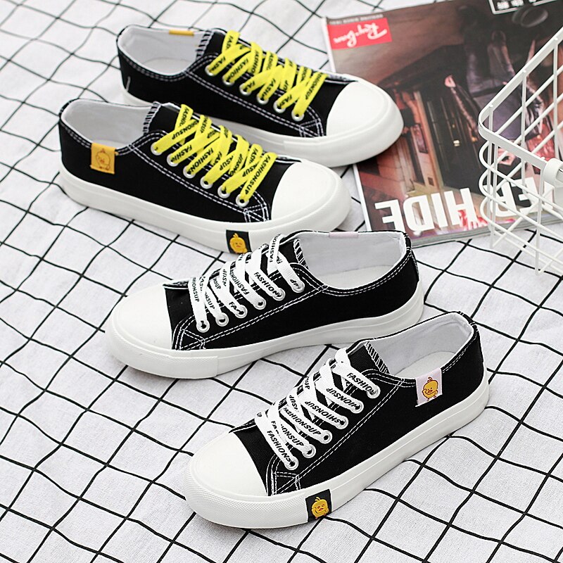 Little yellow duck + web celebrity style canvas shoes for girls strdent shoes Women's sneaker skateboarding shoes