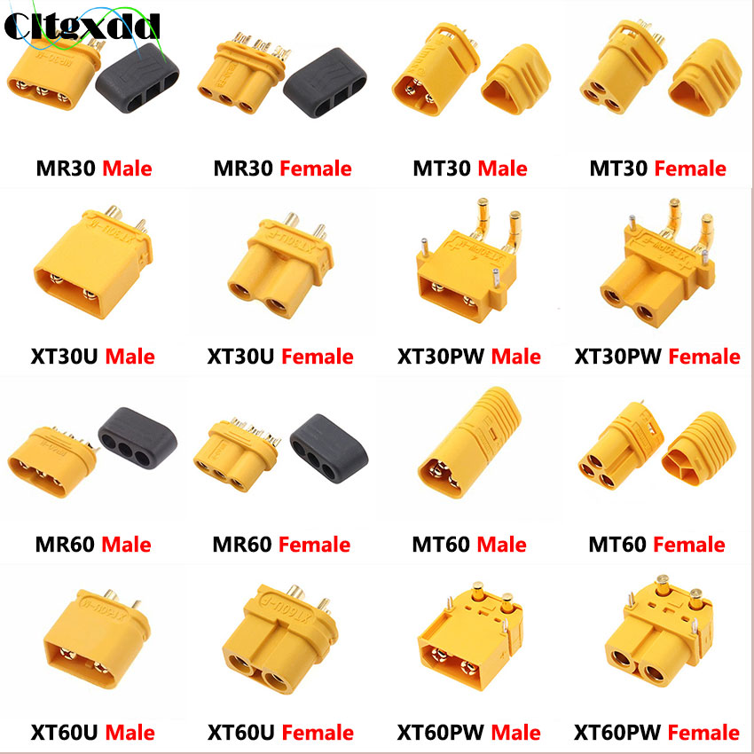 1x MT30 MR30 XT30U XT30PW MT60 MR60 XT60U XT60PW T-Type Male Female Socket Connector Lithium Battery Aircraft Model Banana Plug