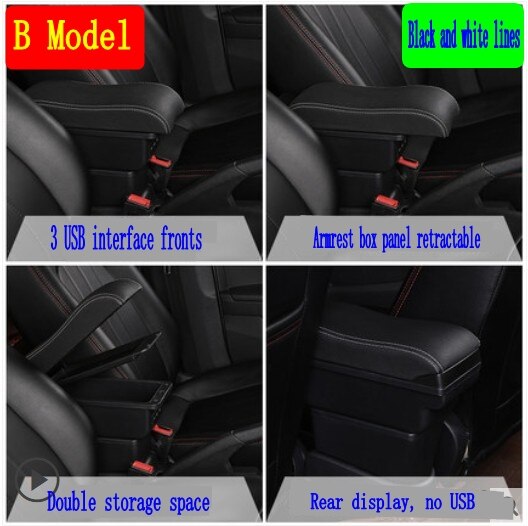 Dla Hyundai I30 podłokietnik ze schowkiem USB wysokość ładowania dwuwarstwowa środkowa zawartość sklepu uchwyt na kubek popielniczka akcesoria: B-Black white lines
