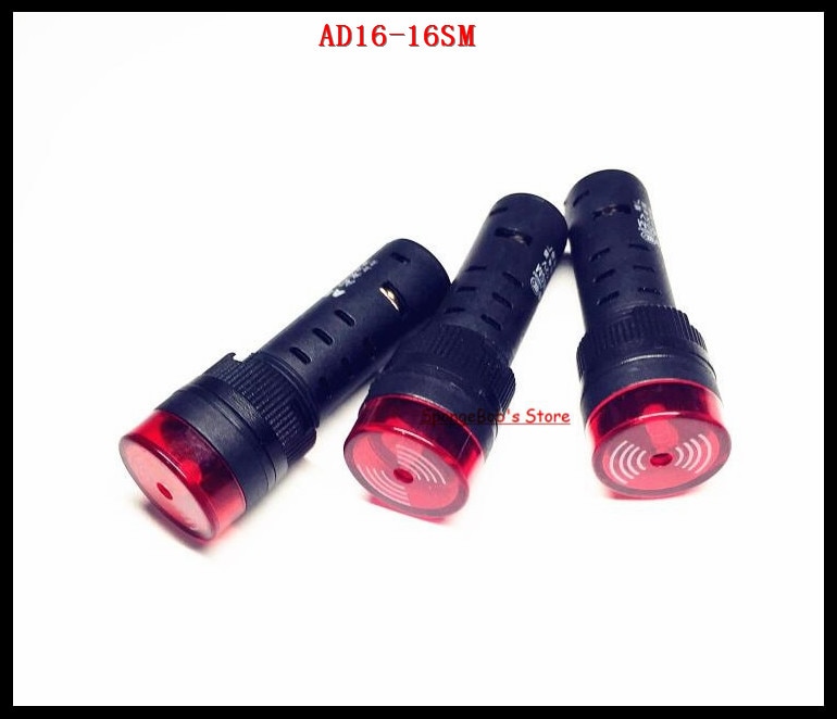 3 stks/partij AD16-16SM 16mm AC/DC 12 v, 24 v, 110 v, AC220V Sirene Buzzer Rode LED Indicator Light Pilot Lamp