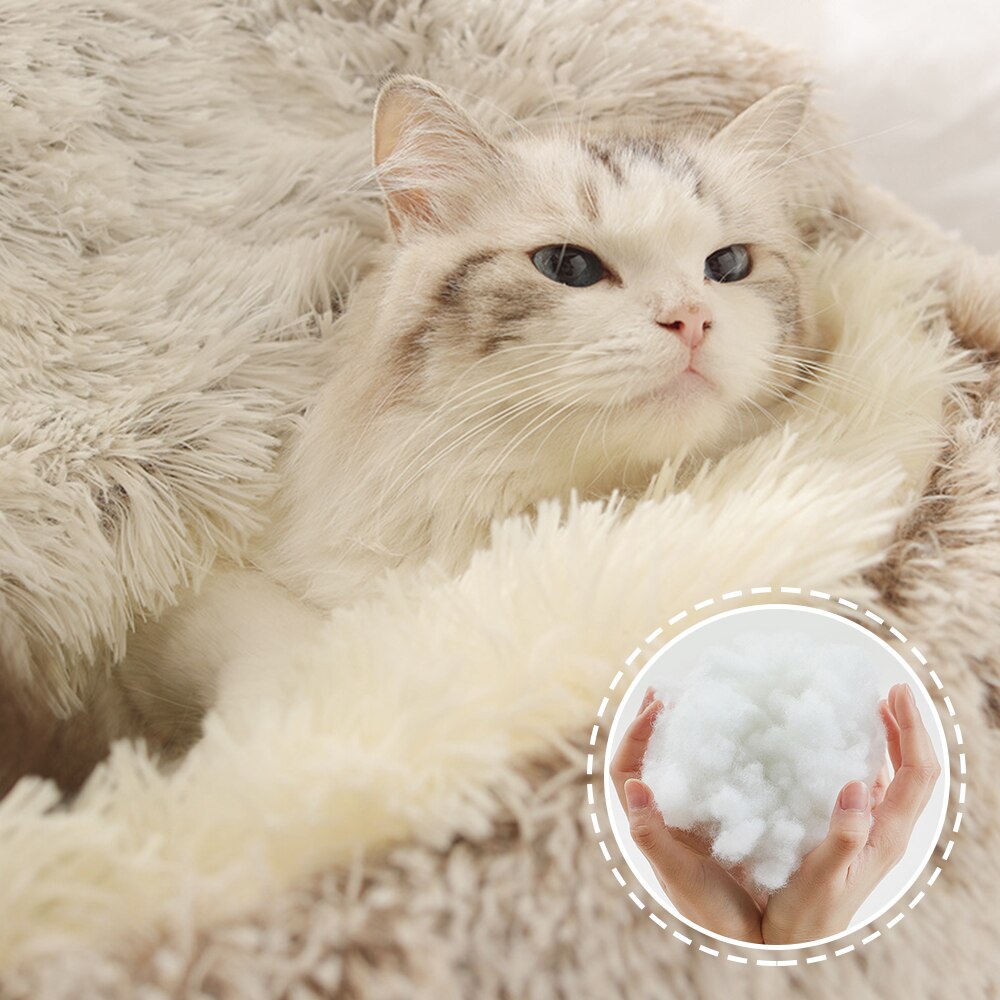 The Pet Cat Dog Bed Round Plush Cat Warmer Beds For Small Cats Soft Plush Beds For Cat Litter 2 In 1 Cat Beds