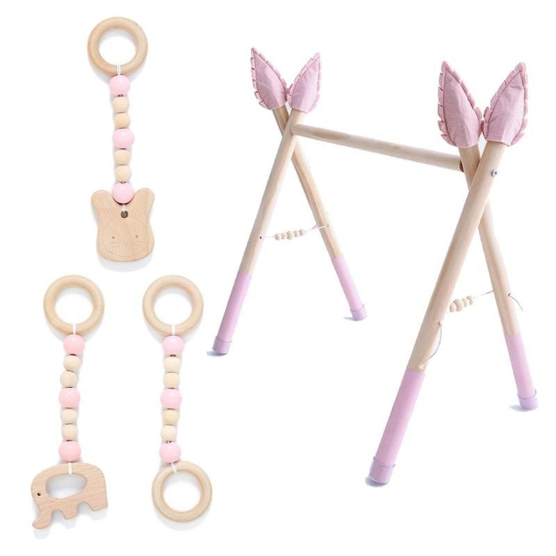 1Set Nordic Style Baby Gym Play Nursery Sensory Ring-pull Toy Wooden Frame Infant Room Toddler Clothes Rack Kids Room H05C: PK