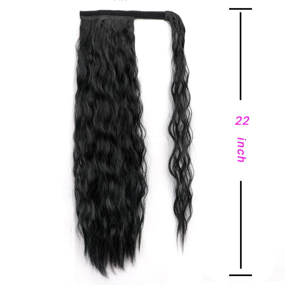 Cola de Caballo de maíz largo rizado de 22 ", degradado/Cola de Caballo sintética pura, envoltura alrededor de pasta mágica, Coleta, Clip en el pelo: 2