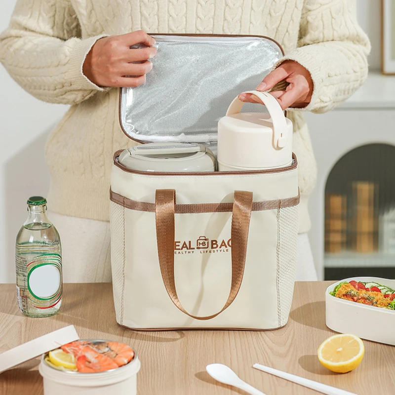 Square Insulated Lunch Bag For Women Kids Cooler Thermal Bag Portable Bento Box Ice Pack Tote Work Food Pouch Picnic Container