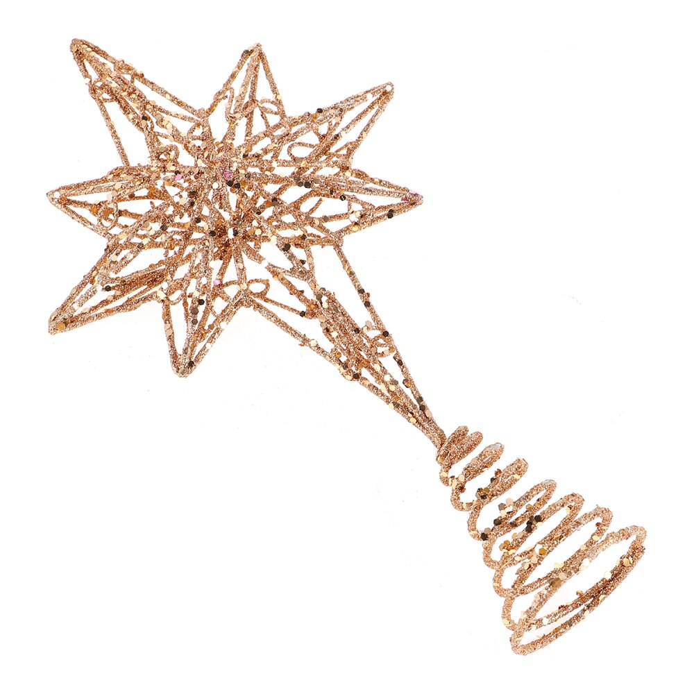 Anijsster boomtopper gouden ster kerstboomtopper ijzeren ster festival boomtopdecoratie voor thuisfeest (gouden , 16 x 30c: Roségoud