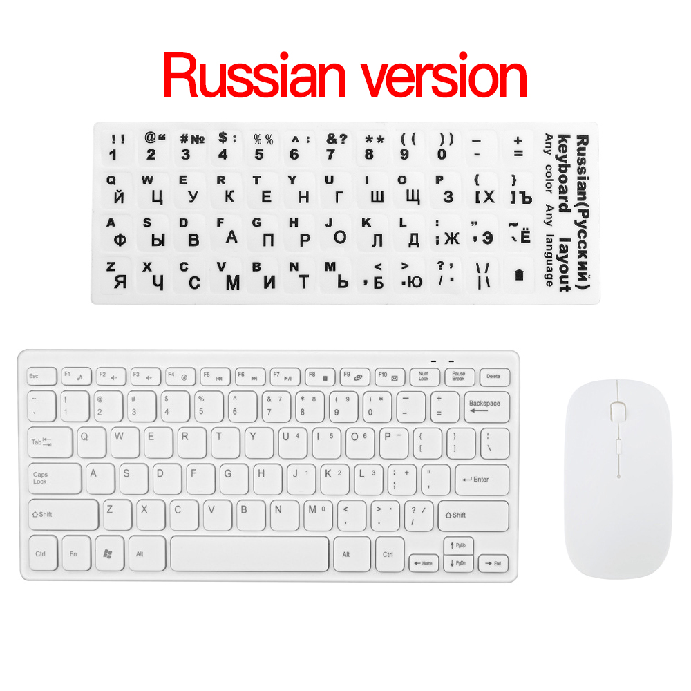 Mini Wireless Keyboard 2.4GWireless Keyboard For ipad Phone Tablet Rubber keycaps Rechargeable keyboard For Android ios Windows: Russian Version