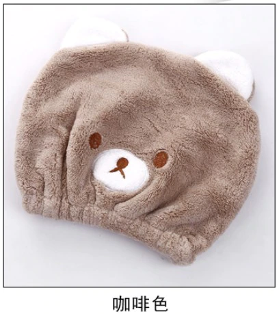 Rapid Drogen Haar Handdoek Leuke Kinderen Cartoon Beer Print Rapid Drogen Haar Handdoek Dikke Absorberende Douche Cap Snelle: Coffee