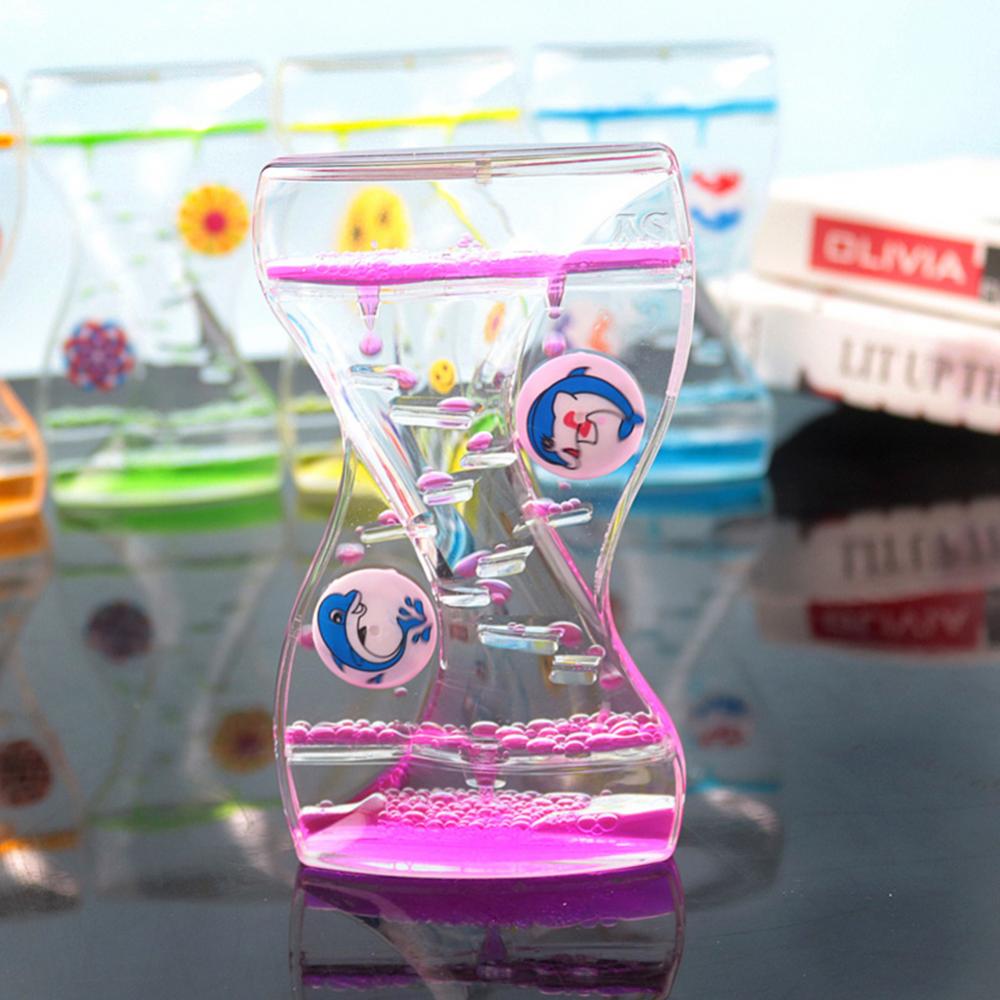 Moving Double Color Sand Hourglasses Floating Oil Liquid Visual Motion Timer Glass Acrylic Clock Home Decoration Desk Ornament