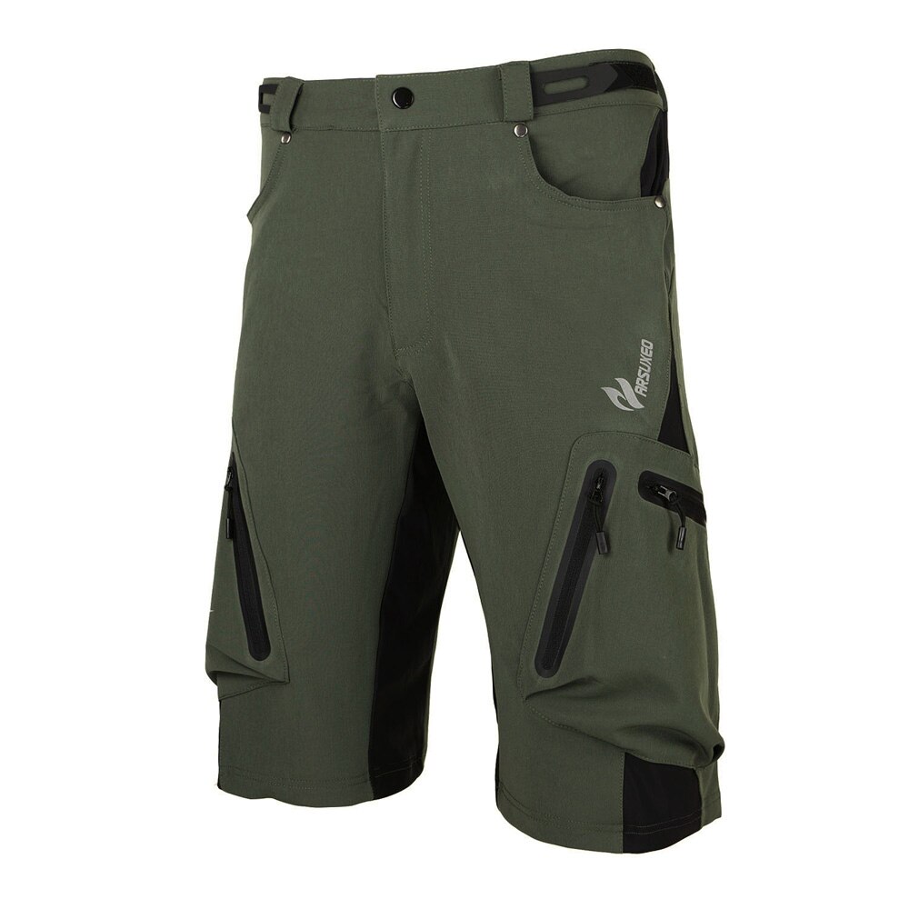 Arsuxeo Baggy Shorts MTB Fiets Shorts Ademend Losse Fit Sporten Fietsbroek met Ritssluiting Zakken