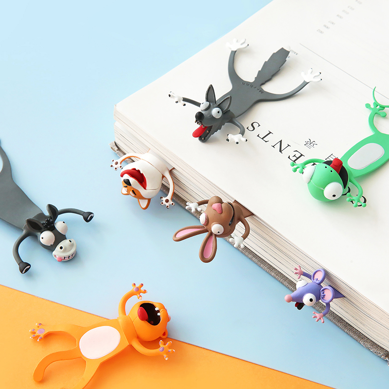 3D Stereo Bookmark Cute Cartoon Animal Marker Kawaii Cat Panda Bookmark Of Pages Kids School Stationery Supplies