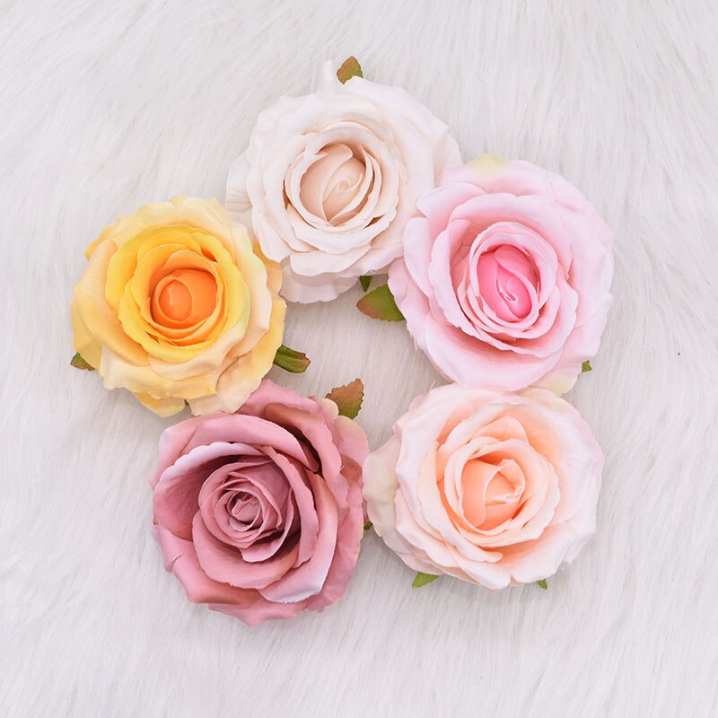 5Pcs 10Cm Silk Rose Flower Head Wedding Party Thuis Kunstmatige Flowr Decoratie Diy Handwerken Krans Scrapbook Supplies