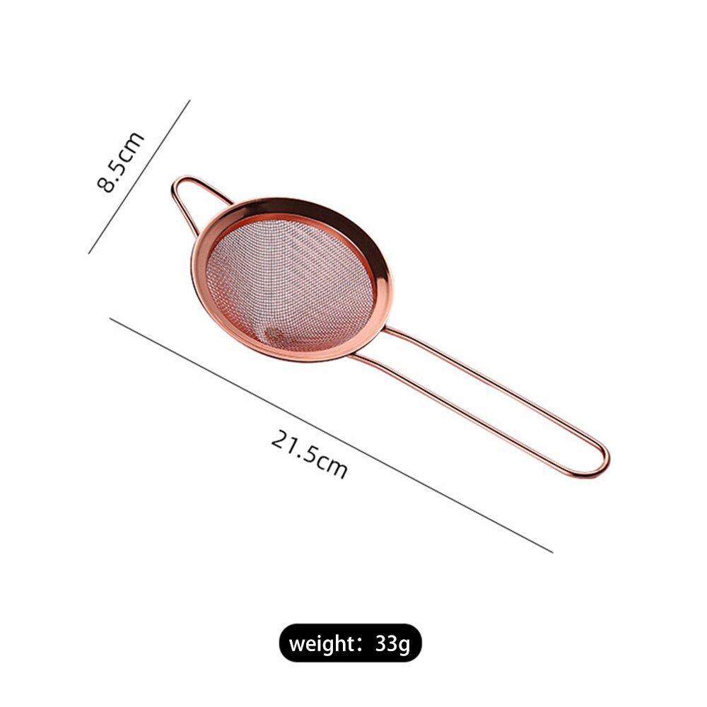 Stainless Steel Kitchen Handheld Screen Mesh Strainer Rose Gold Flour Sieve Cooking Oil Strainer Colander Kitchen Accessories: C