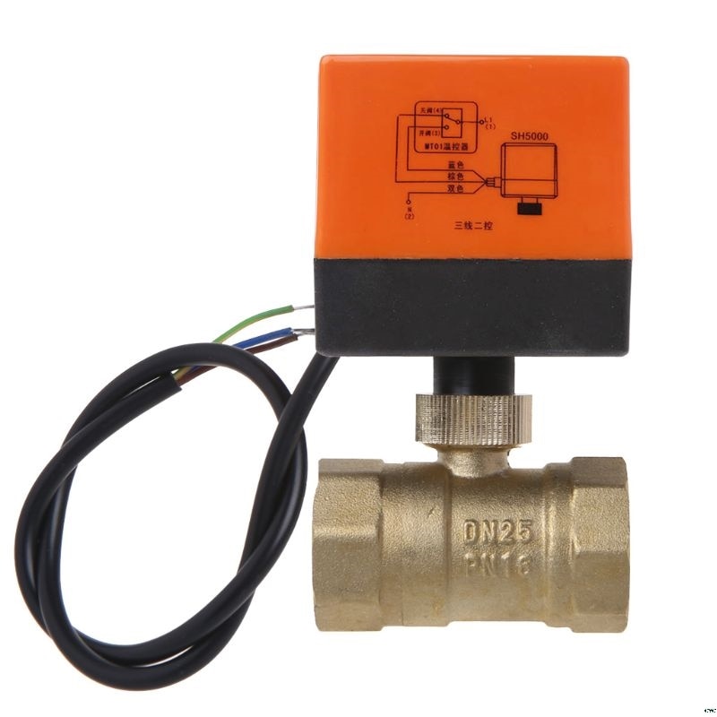 DN15/DN20/DN25 robinet à tournant sphérique en laiton motorisé électrique DN20 AC 220V 2 voies 3 fils avec actionneur