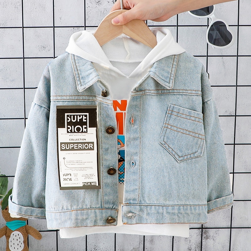 Baby Denim Jacket Infant Boy Girl Fall Outerwear 2022 Letter Boys Girls Coats 1 2 3 4 5 Years Kids Clothing Top