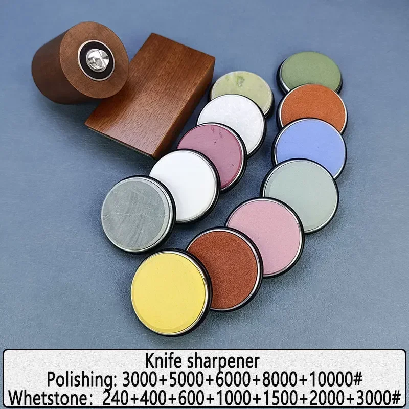 Diamant Slijpsteen Magnetische Rolling Messenslijper Houten Keuken Slijpsysteem 15-20 Graden Hoek Roller Accessoire