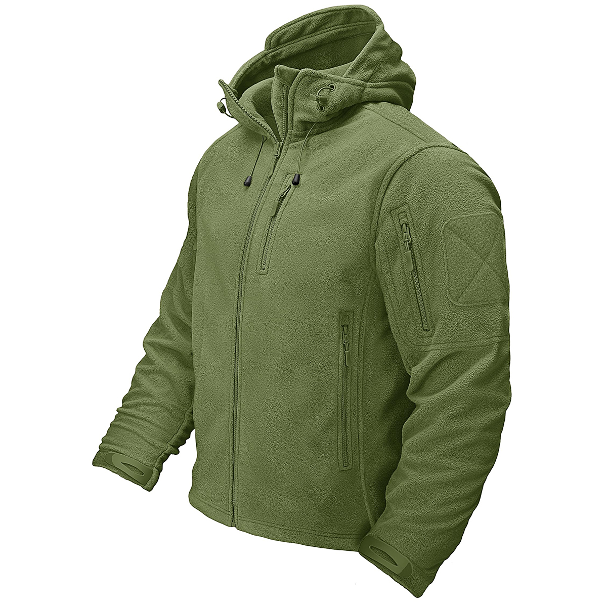 TACVASEN Herbst-Winter-Herren-Fleecejacke mit Kapuze, durchgehender Reißverschluss, weicher, wärmender, winddichter Mantel, draußen, Arbeiten, Wandern, Angeln, Oberbekleidung: M / Beige
