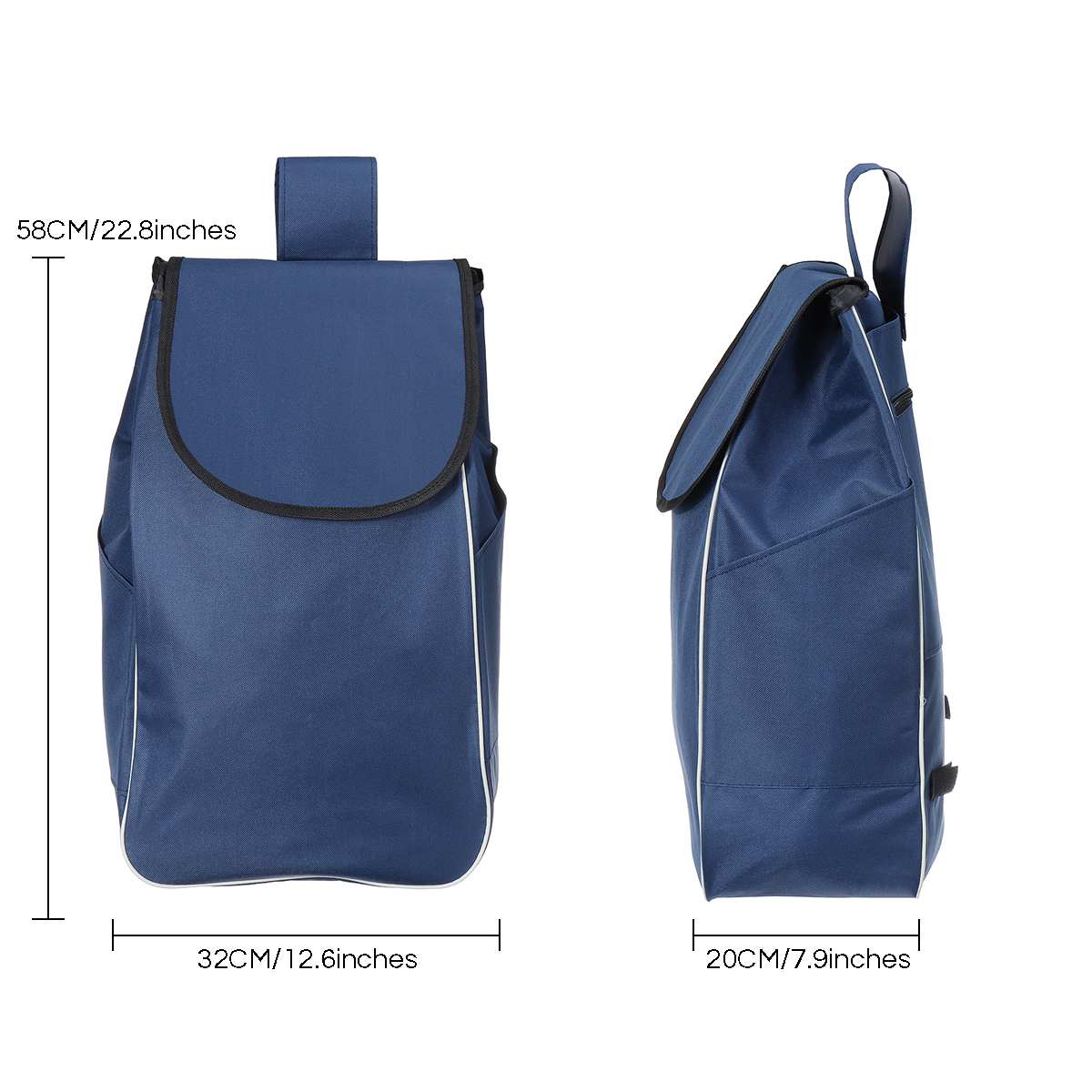 Foldable Shopping Trolley Bag Tote Cart Carts Trolley Bag Basket Luggage Rain Proof Thickened Canvas NO cluding Cart