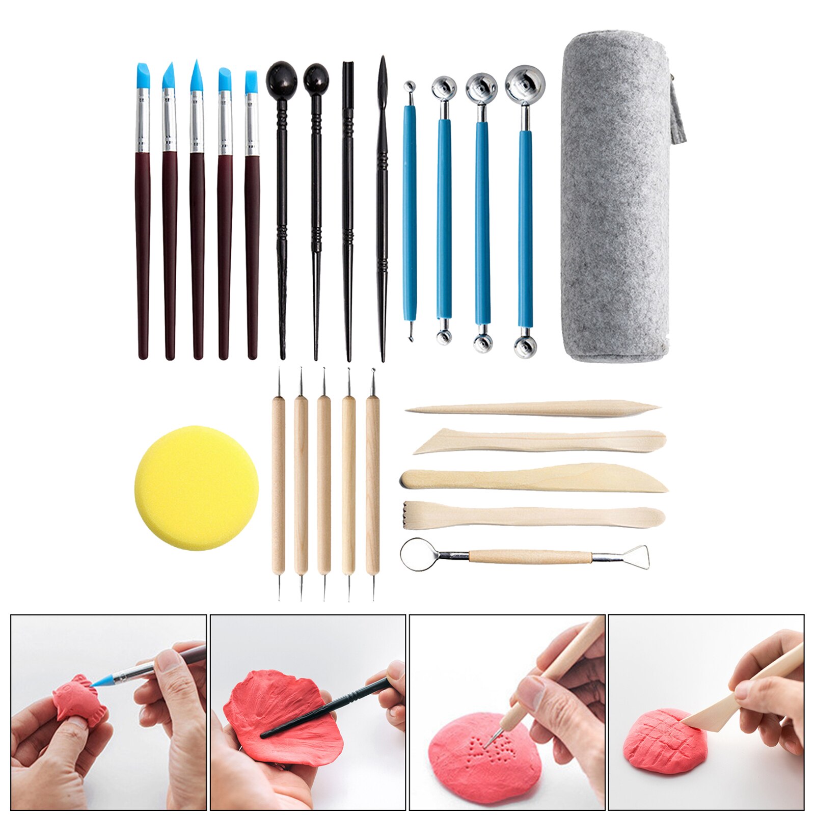 Conjunto de utensilios de arcilla polimérica para modelado, herramienta para esculpir y proyectos de modelado de cerámica, 25 uds.