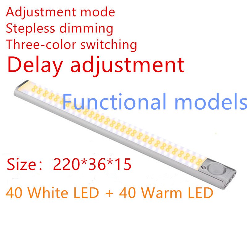 Luz LED con Sensor de movimiento PIR para armario, lámpara de noche de armario, luz de fondo para escalera, lámpara de imán, 10/80/120: 80LED Features