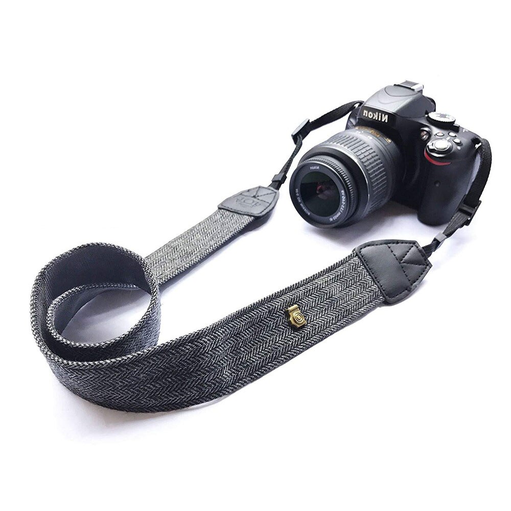 Foleto universal nylon kamera halsrem vintage læder håndledsrem bælte til nikon canon dslr kameraer rem tilbehør del