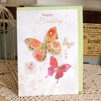 Jahrgang Grußkarten Papier 3D Blume Karten Für Geburtstag: Wunsch 1602 II 03
