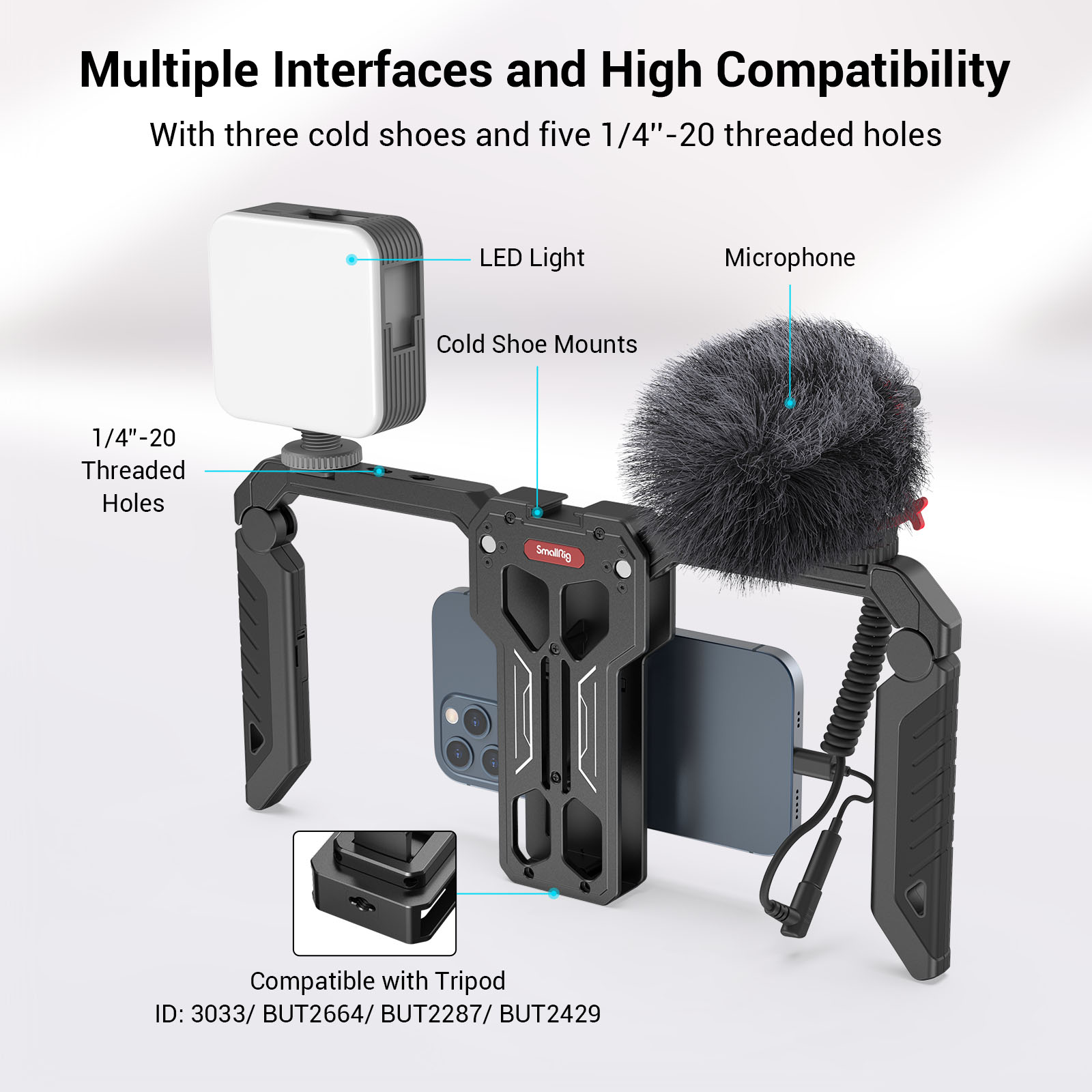 Smallrig Universele Smartphone Kooi Voor Iphone 13 Pro/Pro Max Met Opvouwbare Handgrepen Draadloze Controles Rig