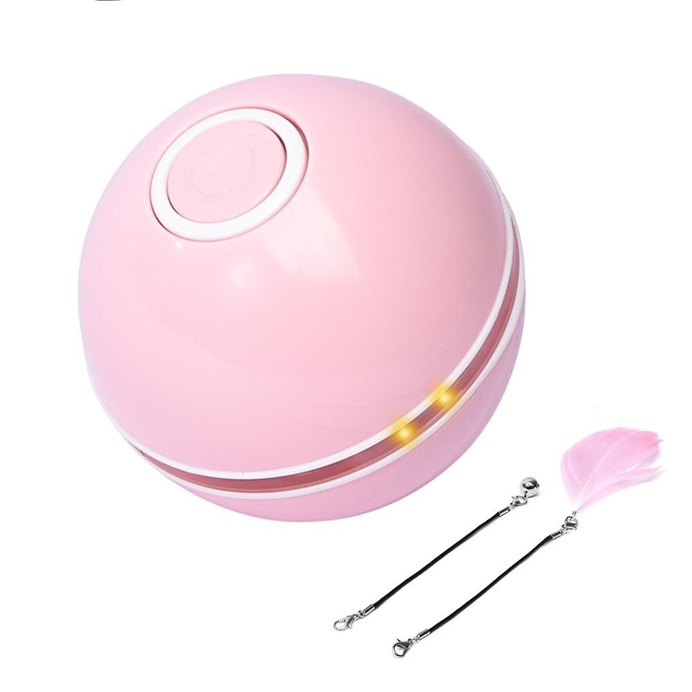Eléctrico pelota juguete para gato interactivo de carga USB automáticamente a Rolling gatos jugando juguete de bola luminosa LED gato de juguete: Rosa