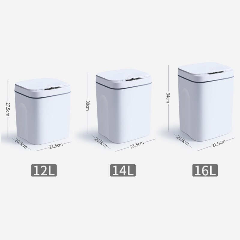 16L Automatic Induction Trash Can Touchless Intelligent Waste Garbage Bin Motion Sensor Opening Rubbish Can Electric Waste Bin