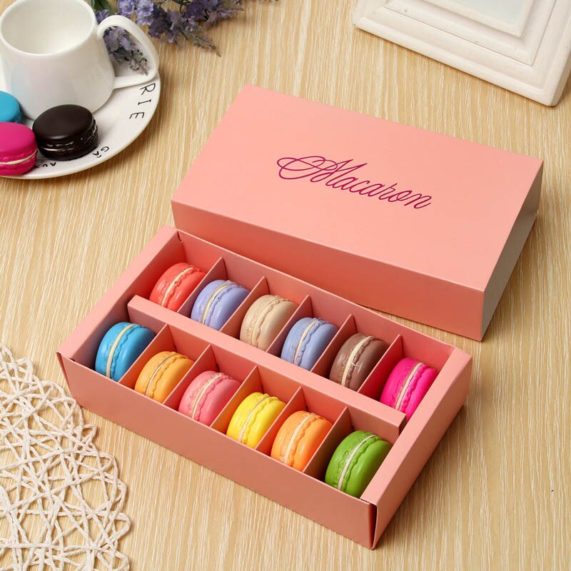 12 grid macaron double-layer doos gebak decoratie grote capaciteit muffin doos 1pc: Roze