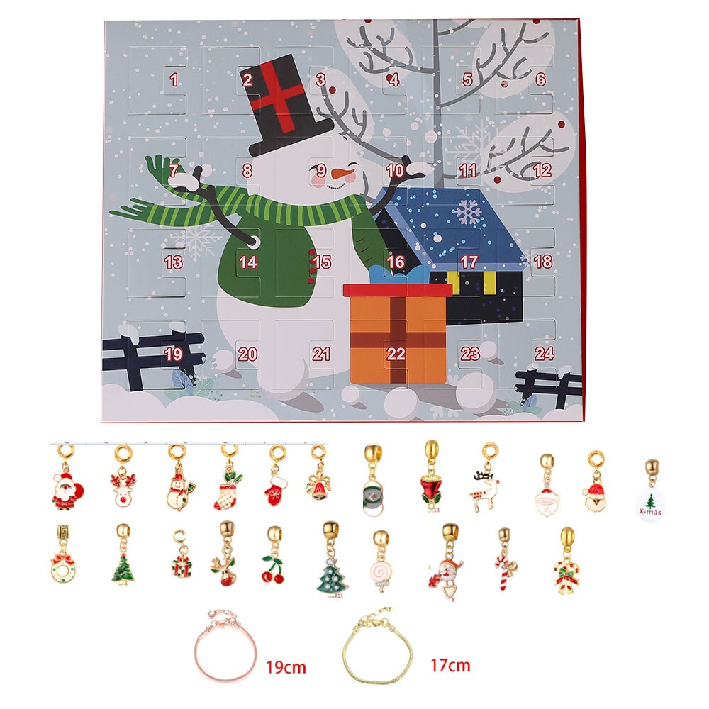 Julesmykker adventskalender for barn gjør-det-selv sjarm armbånd halskjede barn jul bursdagsboks