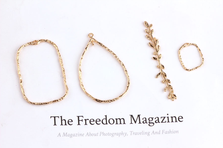 Zuiver Koper Plated 18K Echt Goud Kleur Gewei Bladeren Sieraden Materialen Diy Oorbellen Accessoires Armband Ketting Hangers