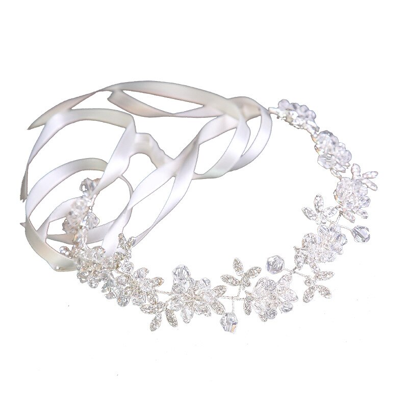 Witte Handgemaakte Crystal Hoofdtooi Bruidsmeisje Bruiloft Krans Bridal Hoofdband Strass Bloemen Prinses Bruiloft Accessoires