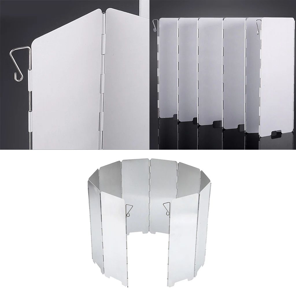 10pcs Folding Windshield Cooker Wind Guard Plates Outdoor Camping Kitchen BBQ Stove Picnic Wind Screen for Picnic Backpacking