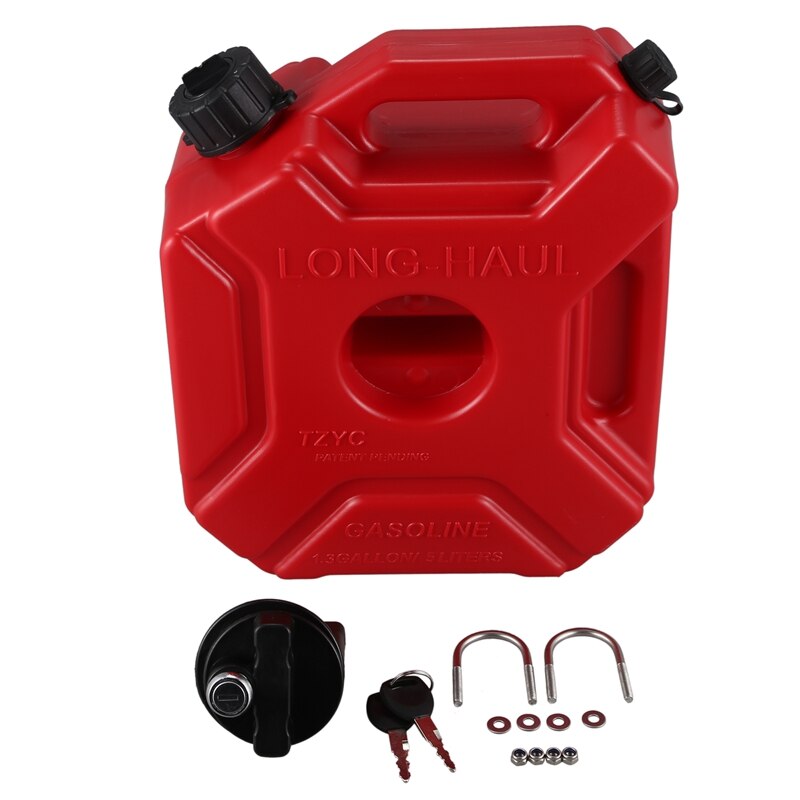 Lockable 5L Fuel Tanks Plastic Petrol Cans Car Mount Motorcycle Jerrycan Gas Can Gasoline Oil Container Fuel Canister: Default Title