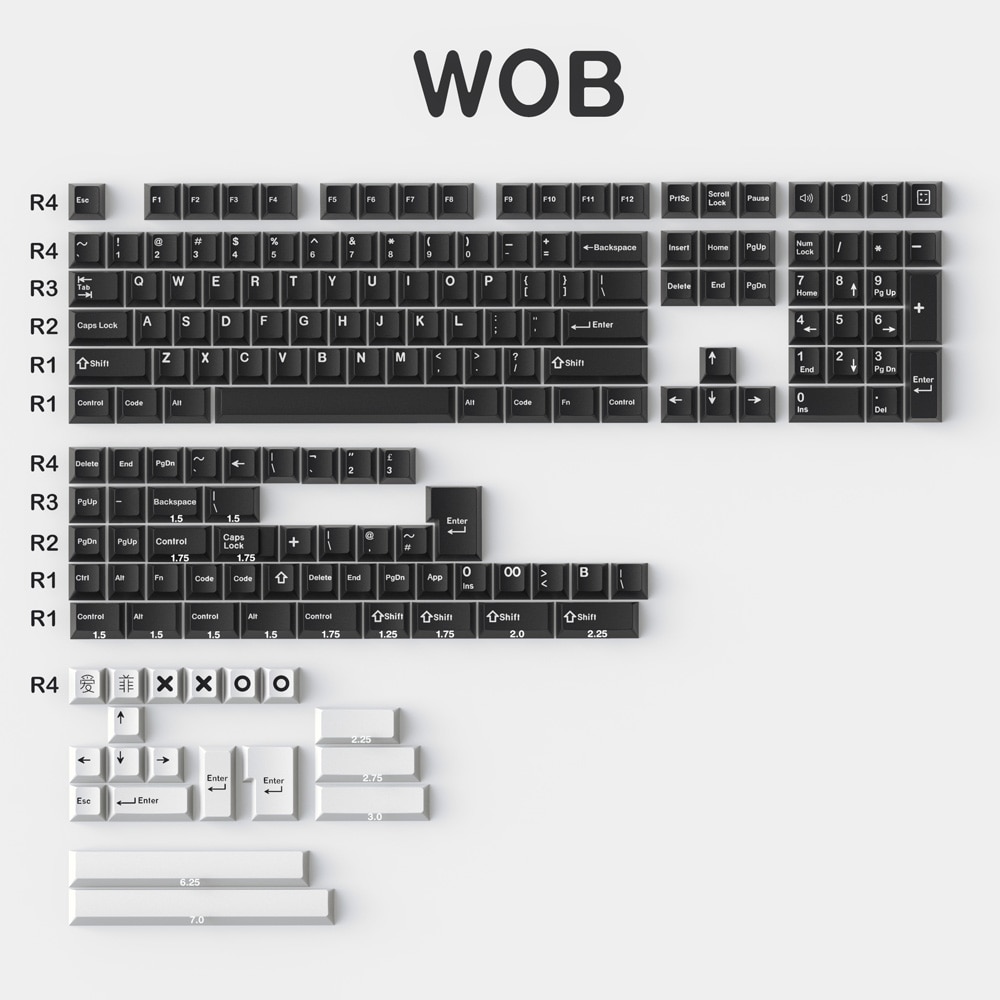 173 Keys DOUBLE SHOT Cherry Profile GMK Wob ANSI ISO Layout Keycap For GMMK pro Mechanical Gaming Keyboard