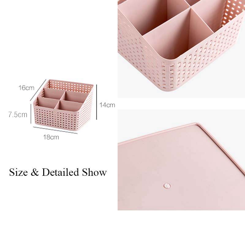 Hoomall Home Office Stationary Storage Container Box Plastic Hollow Makeup Organizer 5 Grids Desktop Sundries Storage Basket