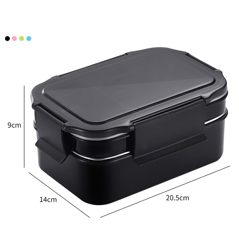 Guret tålig matlåda i rostfritt stål tvålagers matbehållare bärbar läckagesäker isolering barn student vuxen bento box