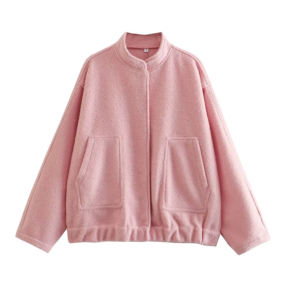 Woman Loose Gray Warm Baseball Jacket Spring Casual Oversized Bomber Jacket Girls Vintage Thick Warm Outwear