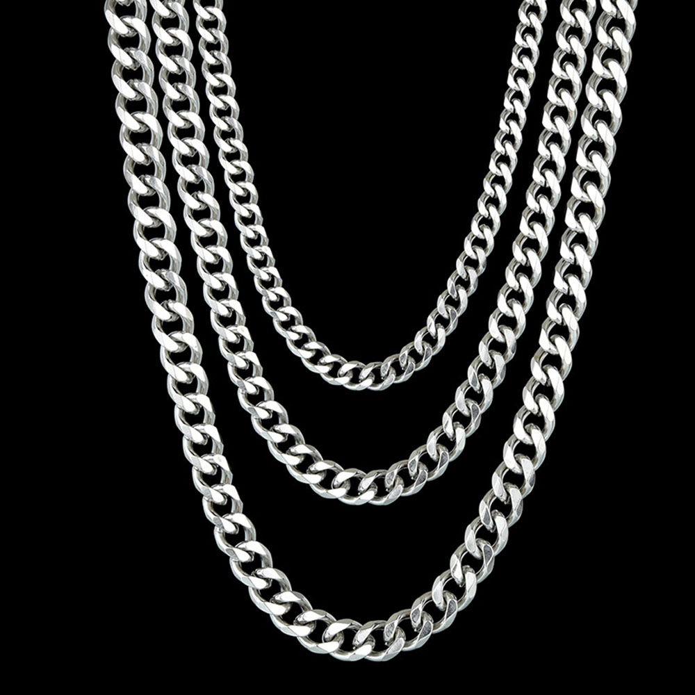 Men's Cuban Link Chain Size 3.6/5/6/7/8/9mm Men's Punk Necklace Stainless Steel Male Jewelry for Men