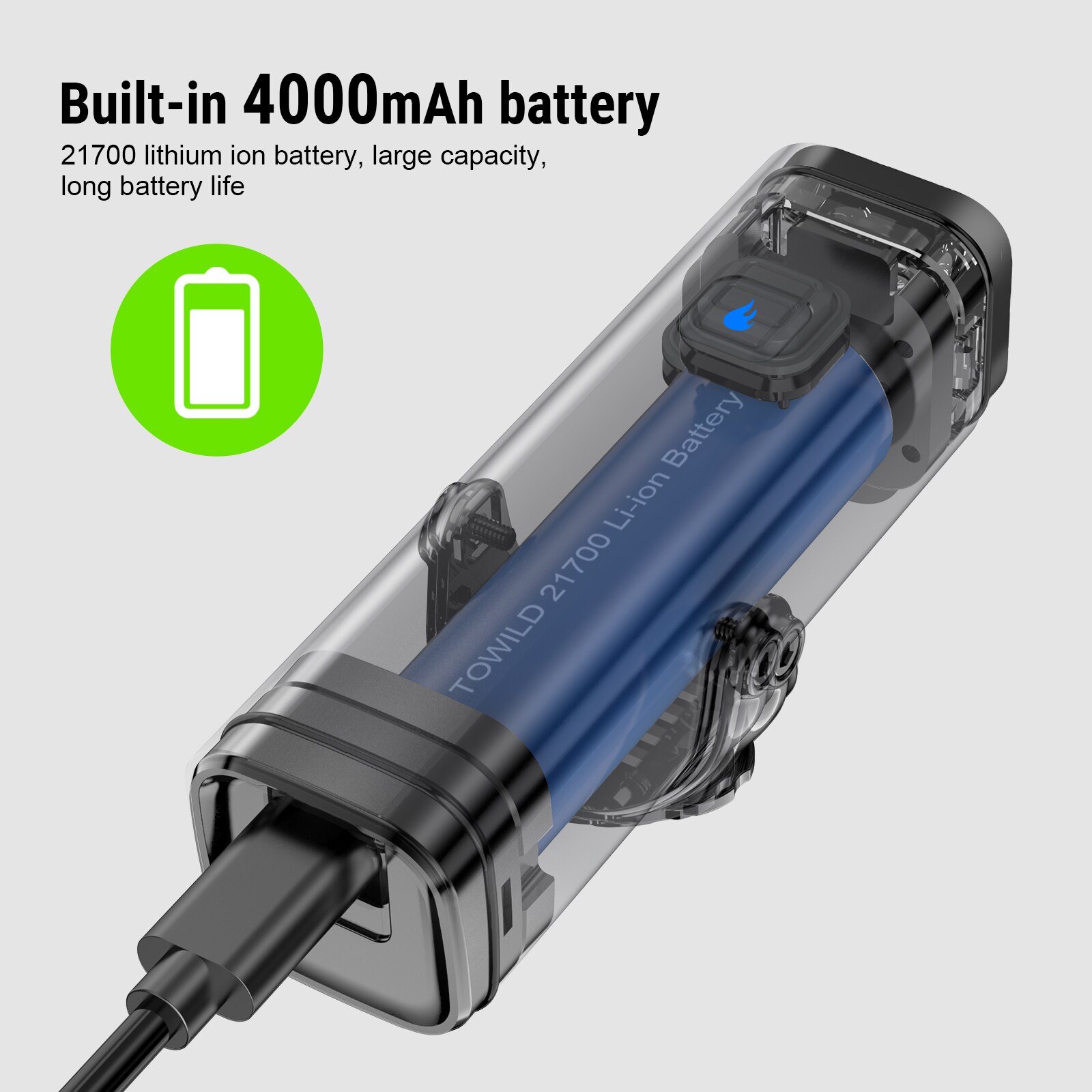 TOWILD 1200LM Bike Light Front Lamp USB Rechargeable LED 21700 4000mAh Bicycle Light Waterproof Headlight Bike Accessories