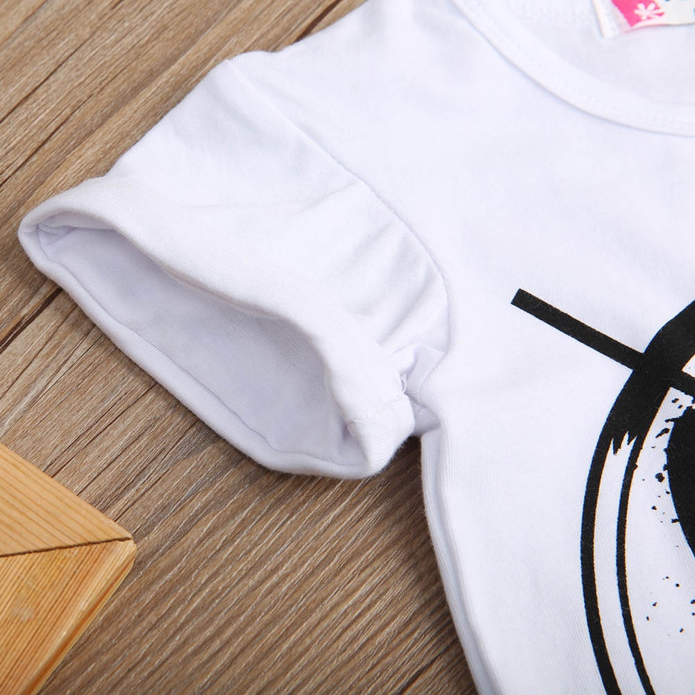 Dos piezas Niños Niñas Ropa conjunto bebé niña verano estampado camiseta y agujero pantalones mallas conjuntos ropa