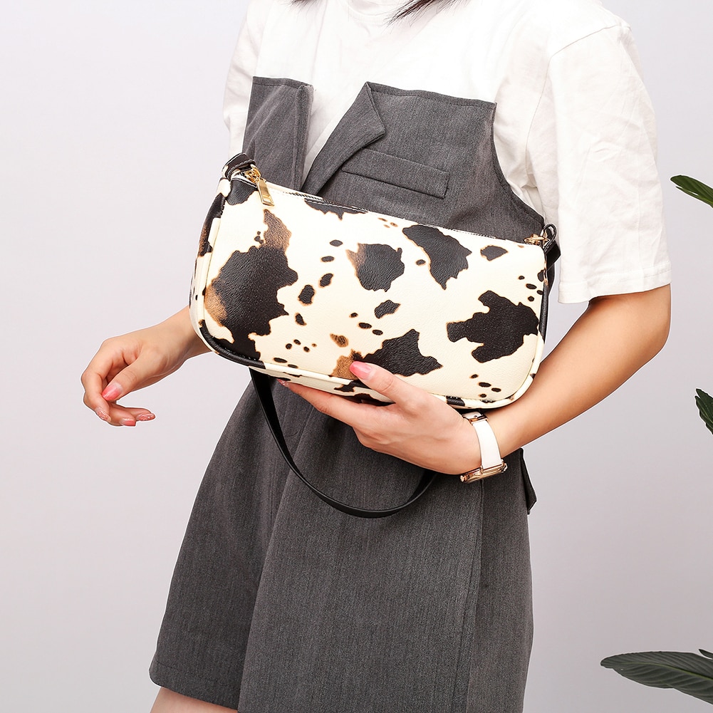Vache lait modèle femmes sac à main classique Texture créative délicate Chic femme PU sous les bras épaule fourre-tout sacs