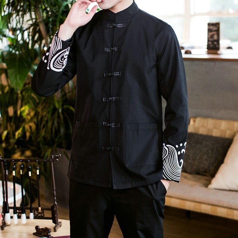 Ropa tradicional china para hombre, traje Tang sólido para primavera y otoño, para hombre, traje Maestro de Tai Chi Kung Fu, chaquetas para hombre V1828