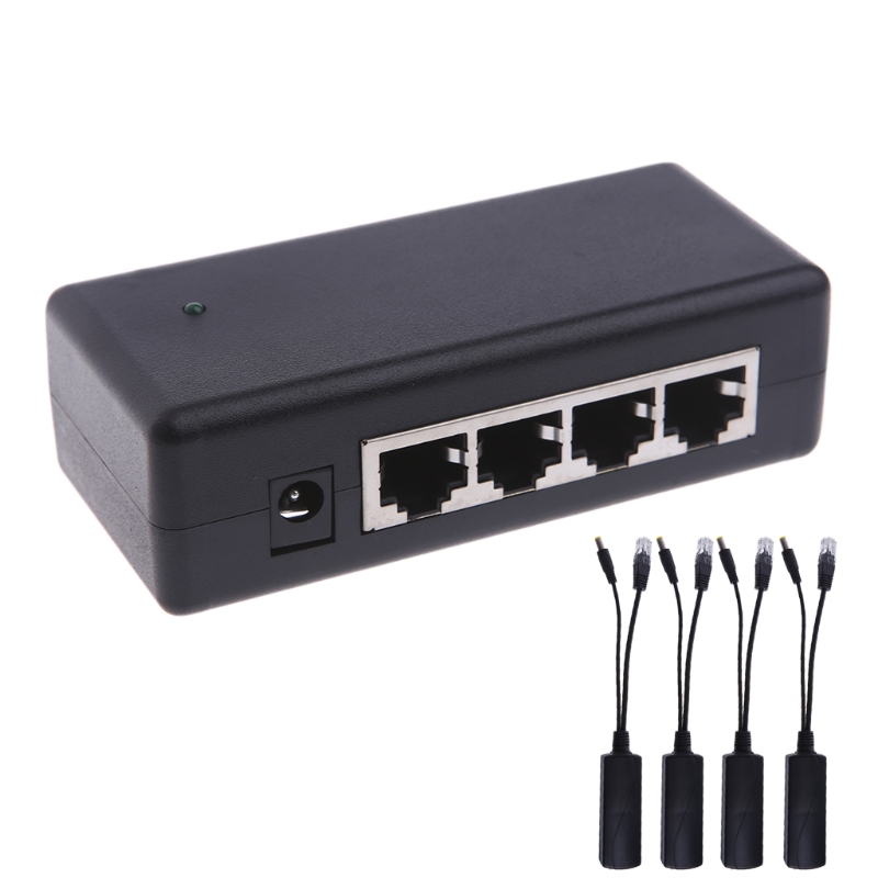 4 Port Poe Injector Voor Cctv Surveillance Ip Camera Power Over Ethernet Adapter