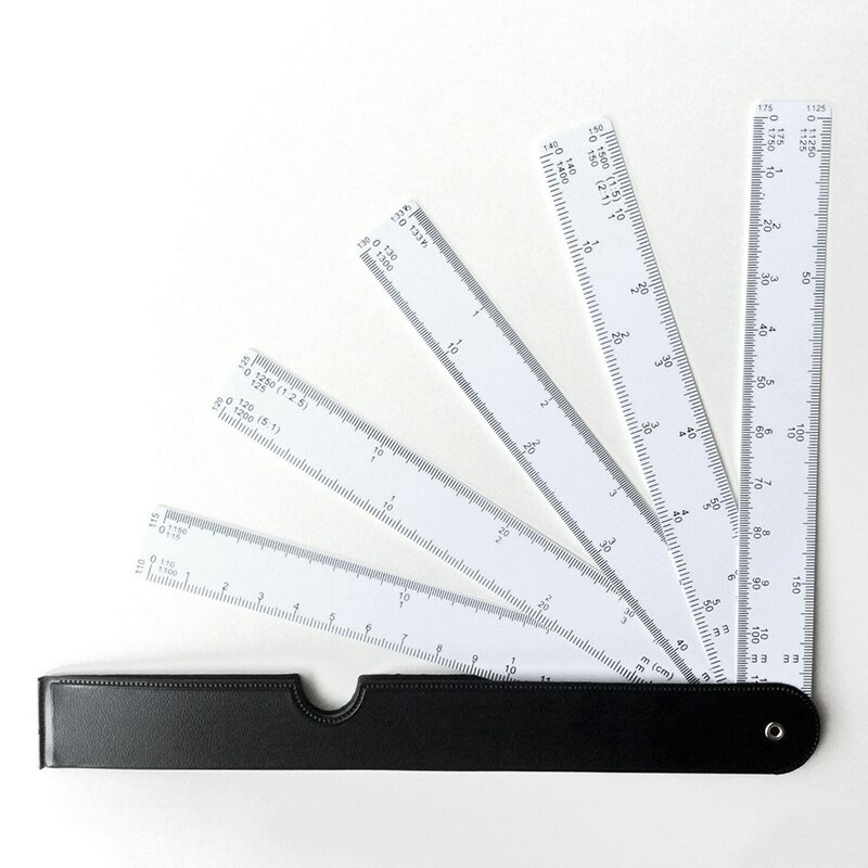 Fan Shape Scale Ruler Multifunctional Foldable Fan Multiscale Plastic Ruler Drawing Measuring Tool For Engineering Architects