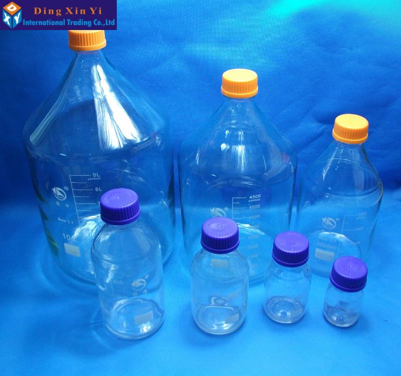 2000ML Clear transparency Glass reagent bottle with blue screw cap laboratory reagent bottle lab glassware