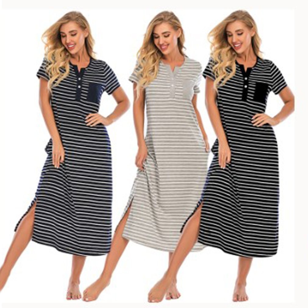 Losse Nachthemd Vrouwen Zomer Korte Mouw Lange Nachthemd Ronde Hals Vrouwen Modale Nachtkleding Elasticiteit Sexy Nachtjapon Femal