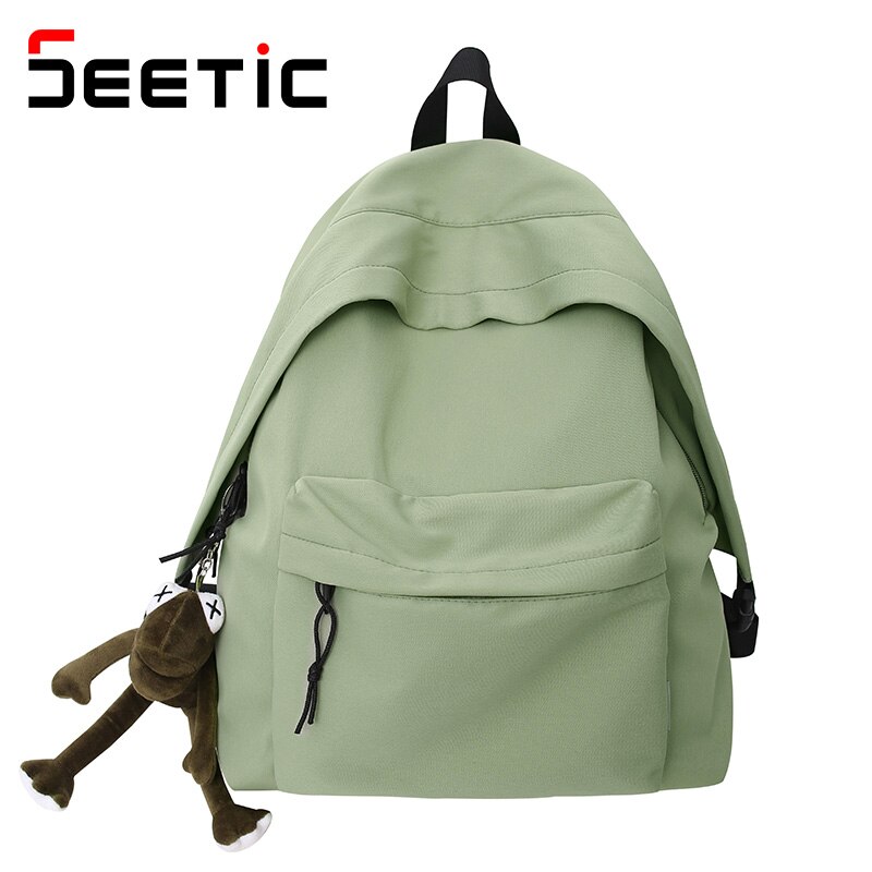 Seetic Effen Kleur Waterdichte Rugzak Nylon Reizen Rugzak Vrouwelijke Anti-Diefstal Schooltas Unisex Eenvoudige Rugzak Vrouwen: Green Backpack